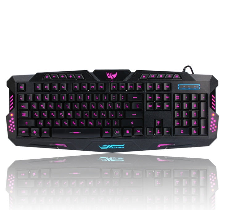 Tricolor backlight wired gaming keyboard
